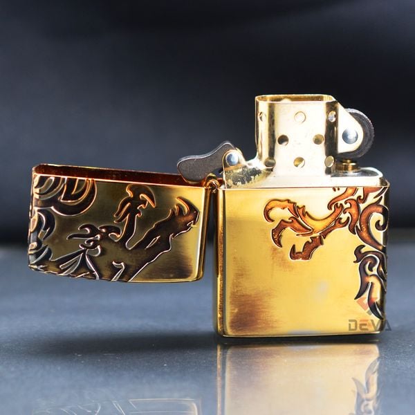 Zippo Đồng Hun Khói Khắc Chìm Rồng Lửa ZN40