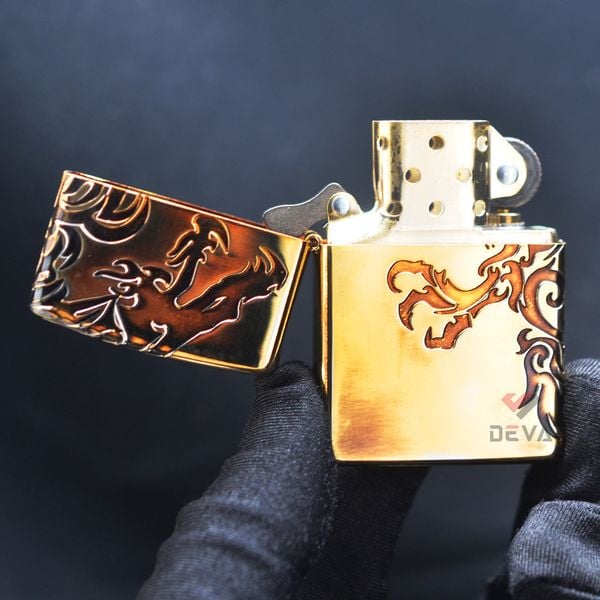 Zippo Đồng Hun Khói Khắc Chìm Rồng Lửa ZN40
