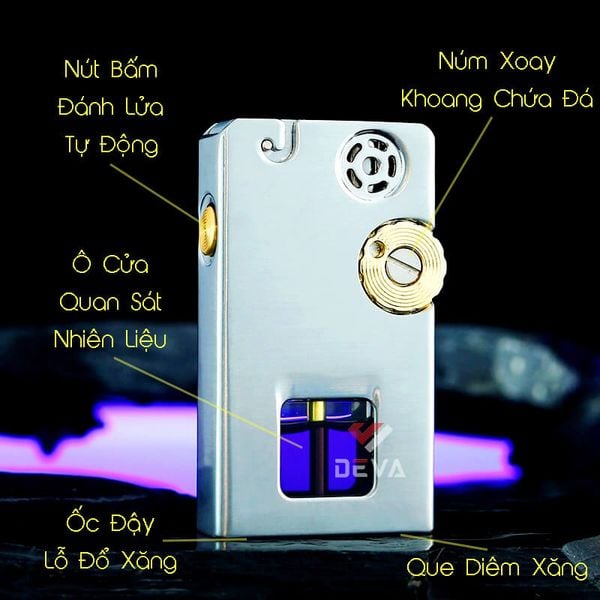 Bật lửa xăng đá Zorro đánh lửa tự động  kèm diêm xăng Z785