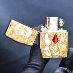 Zippo Armor Mèo Thần Tài Maneki-Neko Ốp Đá Quý Lucky Cat Z133