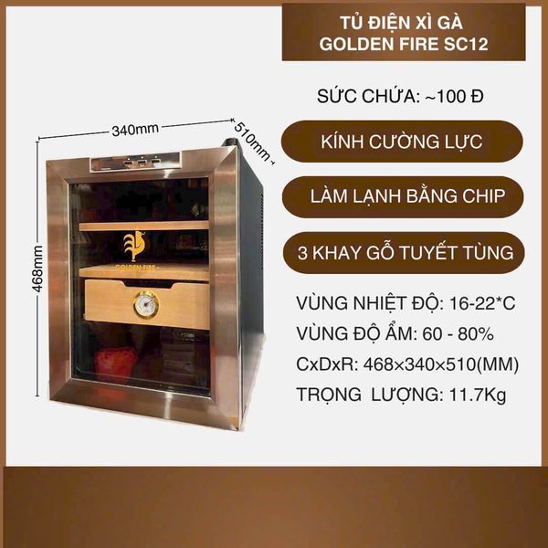 Tủ bảo quản xì gà cắm điện 2 ngăn Vino SC 12AH
