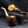 Tẩu Cigar bầu lục giác thân gỗ cán sừng Freesize TS29