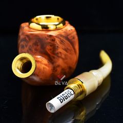 Tẩu bầu lục giác thân gỗ cán sừng Freesize TS29