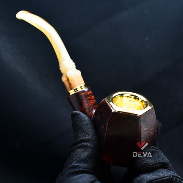 Tẩu bầu lục giác thân gỗ cán sừng Freesize TS29