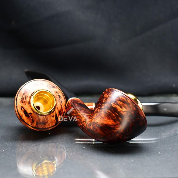 Tẩu cỡ trung Freesize 32-44 thân gỗ cán sừng TS27