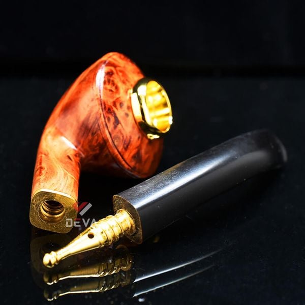 Tẩu cỡ trung Freesize 32-44 thân gỗ cán sừng TS27