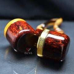 Tẩu  Xì Gà cán sừng bọc hoa văn mạ vàng Freesize TS15