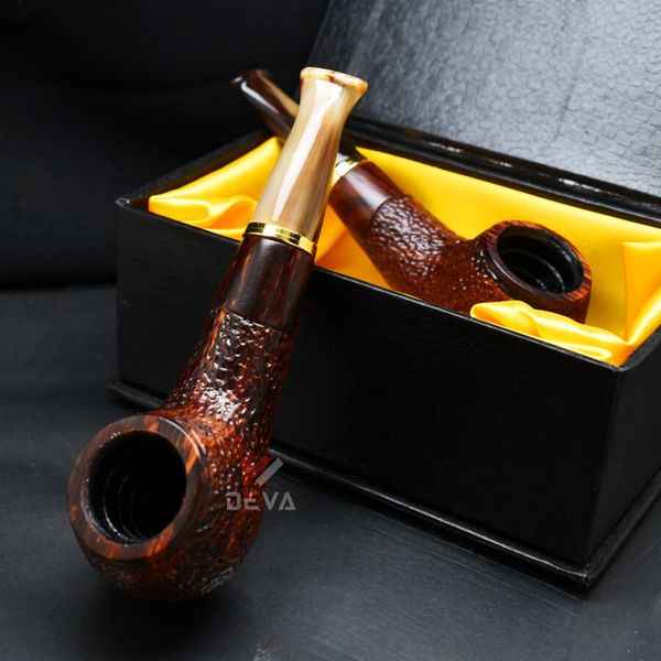 Tẩu thân gỗ đế tròn cán sừng Freesize TS20