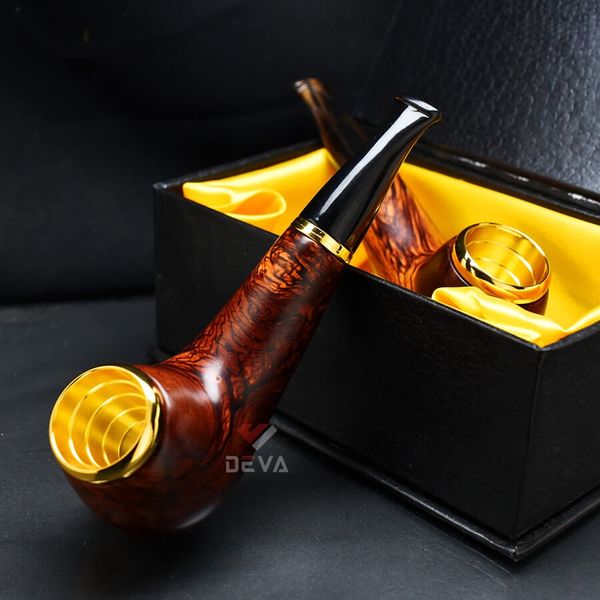 Tẩu thân gỗ đế tròn cán sừng Freesize TS20