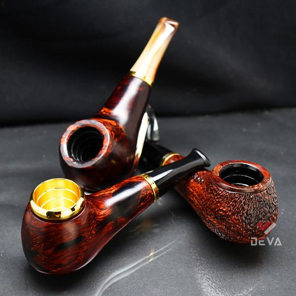 Tẩu thân gỗ đế tròn cán sừng Freesize TS20