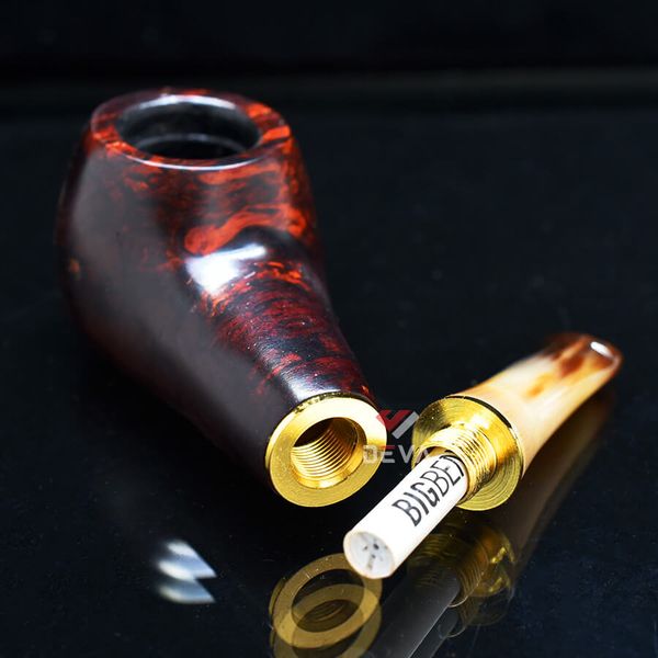 Tẩu thân gỗ đế tròn cán sừng Freesize TS20