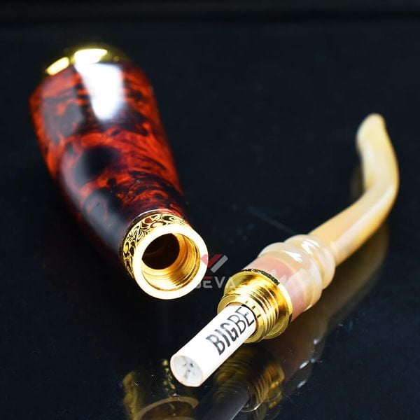 Tẩu Xì Gà gỗ cẩm cán sừng dáng thẳng Freesize TS18