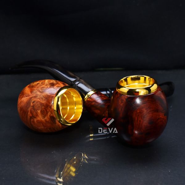 Tẩu Cigar thân gỗ đế tròn cán sừng Freesize TS05