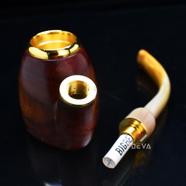 Tẩu hút Xì Gà gỗ cẩm lông chuột đế đứng cán sừng Freesize TS17