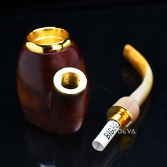 Tẩu hút Xì Gà gỗ cẩm lông chuột đế đứng cán sừng Freesize TS17