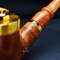 Tẩu gỗ sưa cán cong đế bằng ốp miệng mạ vàng Freesize TG07