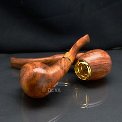 Tẩu gỗ sưa cán đứng đế tròn ốp miệng mạ vàng Freesize TG06