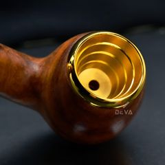 Tẩu gỗ sưa cán đứng đế tròn ốp miệng mạ vàng Freesize TG06