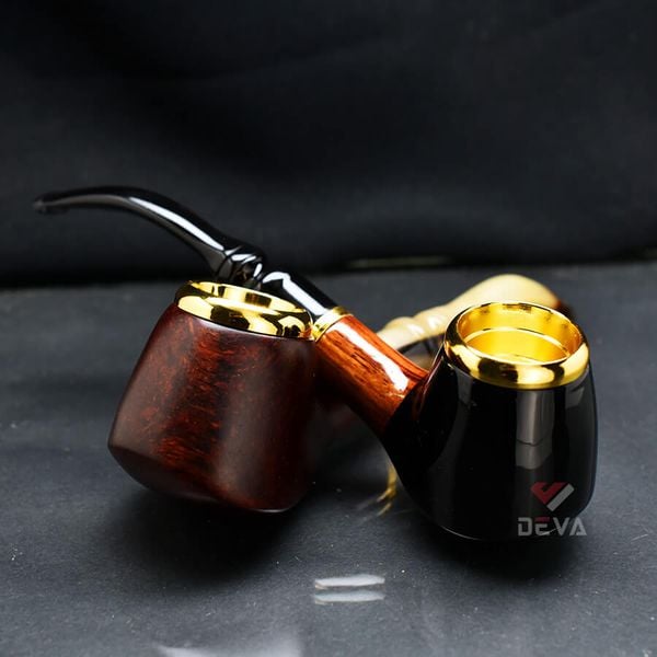 Tẩu hút Cigar nối thân gỗ cán sừng cối lõi thép Freesize TS03