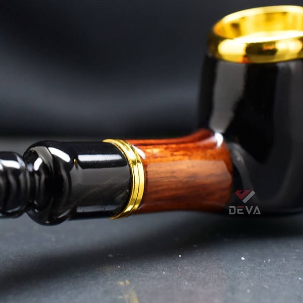 Tẩu hút Cigar nối thân gỗ cán sừng cối lõi thép Freesize TS03