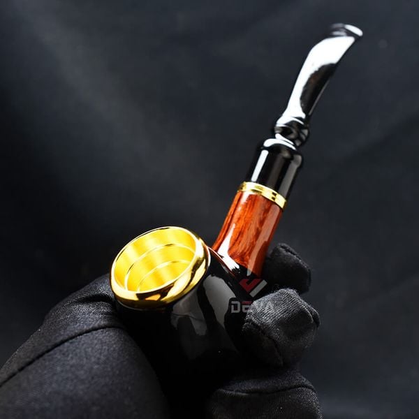 Tẩu hút Cigar nối thân gỗ cán sừng cối lõi thép Freesize TS03
