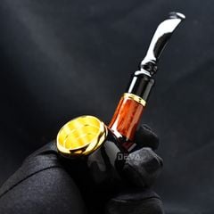 Tẩu hút Cigar nối thân gỗ cán sừng cối lõi thép Freesize TS03