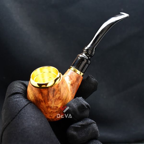 Tẩu sừng lõi đồng mạ vàng Freesize các cỡ TS09