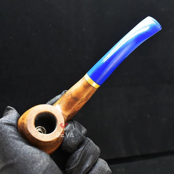 Tẩu thuốc sợi thân gỗ kèm lõi thép gắn thuốc lá TG21