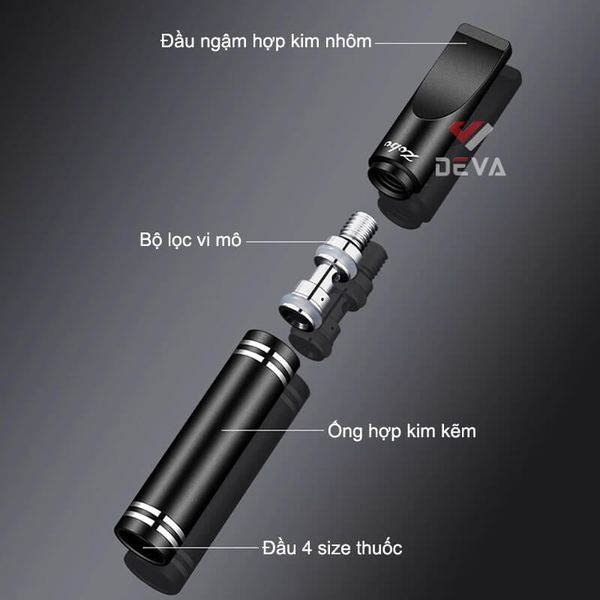 Tẩu lọc kim loại Zobo cho 4 size thuốc kèm ống đựng ZB-397