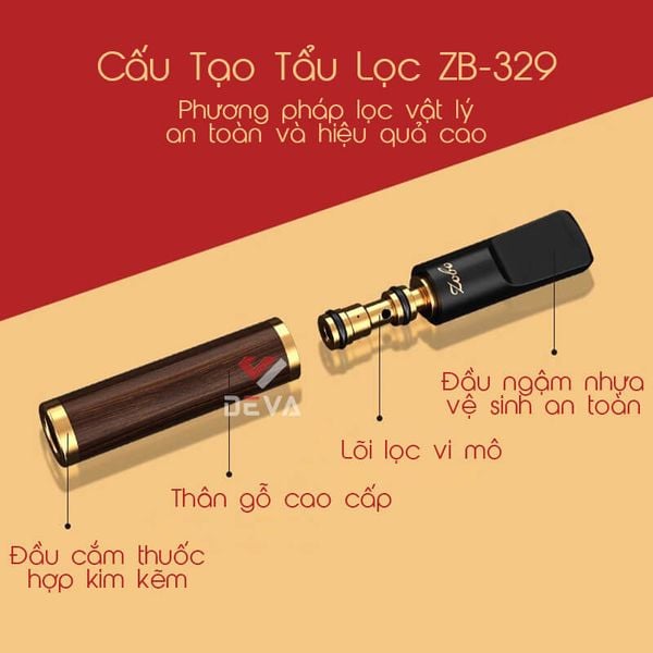 Tẩu lọc Zobo cán gỗ cao cấp ZB-329