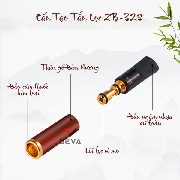 Tẩu lọc thuốc Zobo cán gỗ ZB-328