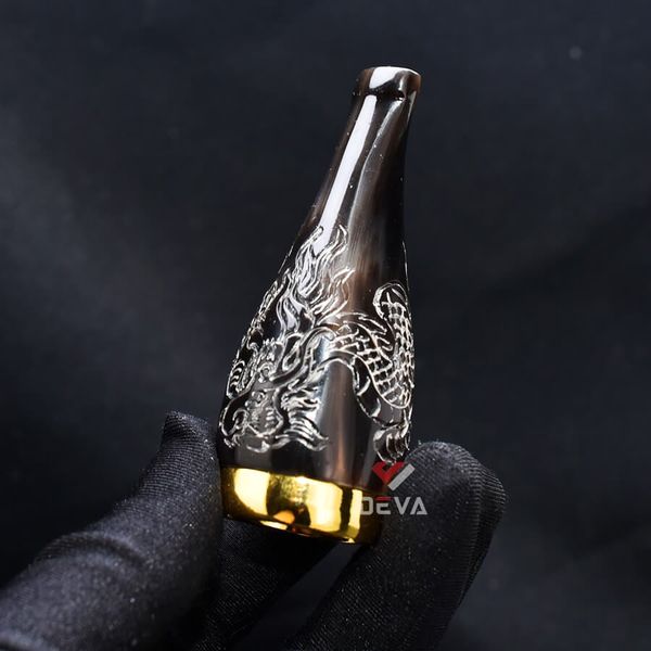 Tẩu sừng khắc rồng Free size TS07