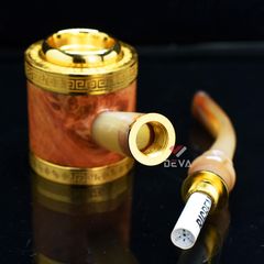 Tẩu cán sừng đế đứng hoa văn mạ vàng Freesize TS12