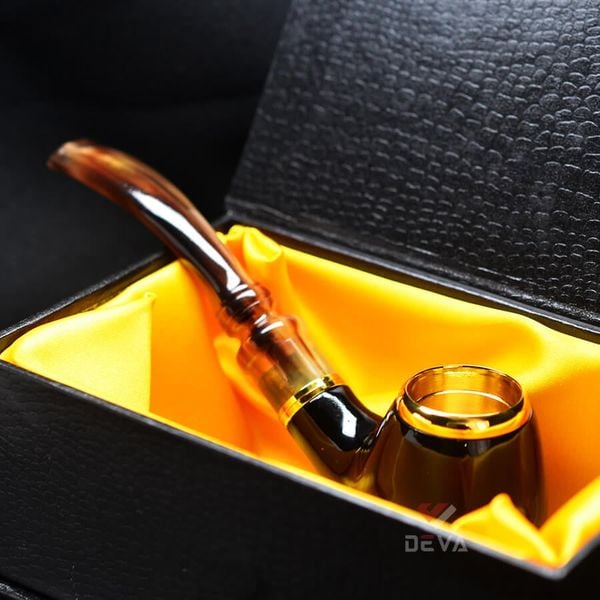 Tẩu sừng lõi đồng mạ vàng Freesize các cỡ TS09