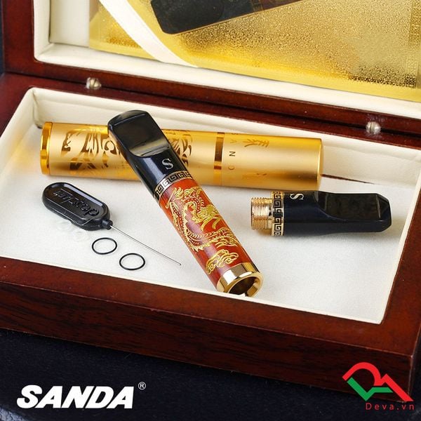 Tẩu lọc hình rồng mạ vàng Sanda Tarstop kèm ống đựng TS-930