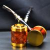Tẩu Cigar cán sừng đế đứng hoa văn mạ vàng Freesize TS12
