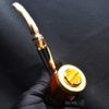 Tẩu Cigar cán sừng đế đứng hoa văn mạ vàng Freesize TS12