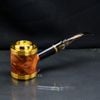 Tẩu Cigar cán sừng đế đứng hoa văn mạ vàng Freesize TS12