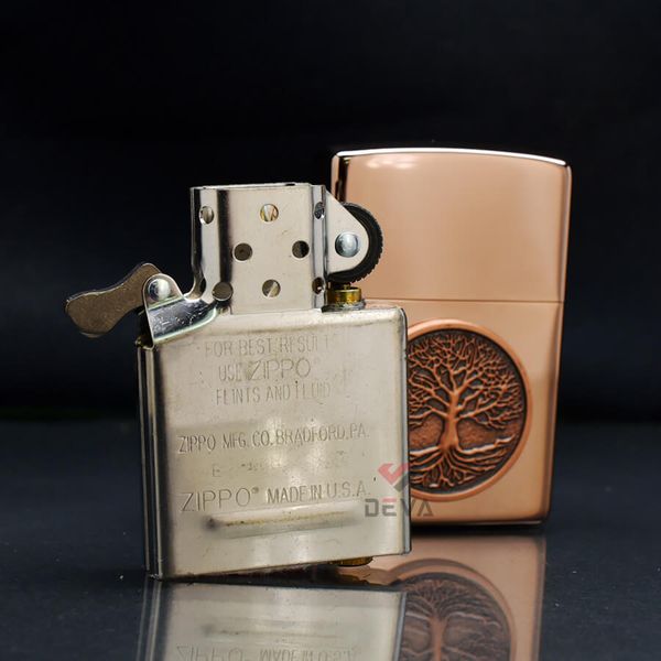 Tìm Zippo Vàng Hồng Ốp Emblem Cây Sự Sống Tree Of Life Z152