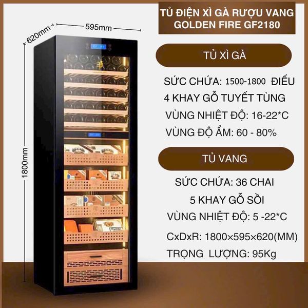Tủ bảo quản cigar 1800 điếu cắm điện GF 2180