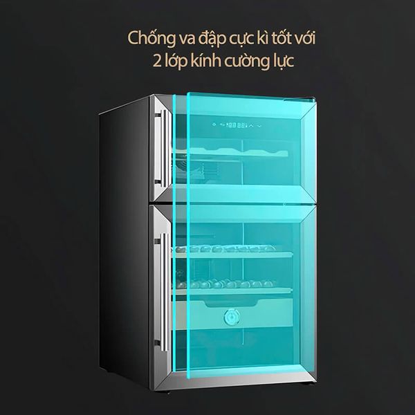 Tủ bảo quản Cigar và Vang 2 tầng loại nhỏ  Golden Fire GF 737