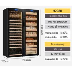 Tủ bảo quản cigar rượu vang loại to H2280