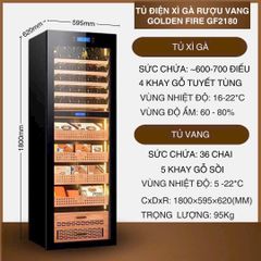 Tủ bảo quản rượu vang cigar 2 trong 1 Golden Fire H2180
