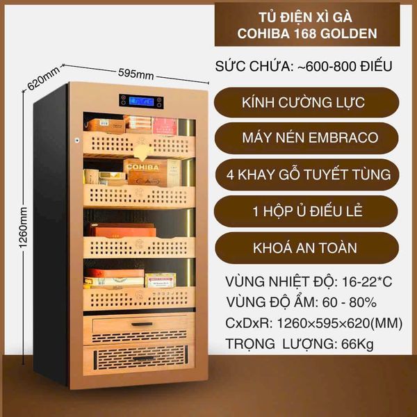 Tủ bảo quản cigar 700 điếu cắm điện Cohiba COB 168