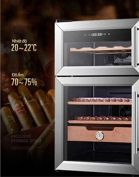 Tủ bảo quản Cigar và Vang 2 tầng loại nhỏ  Golden Fire GF 737