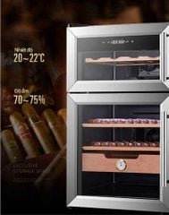 Tủ bảo quản Cigar và Vang 2 tầng loại nhỏ  Golden Fire GF 737