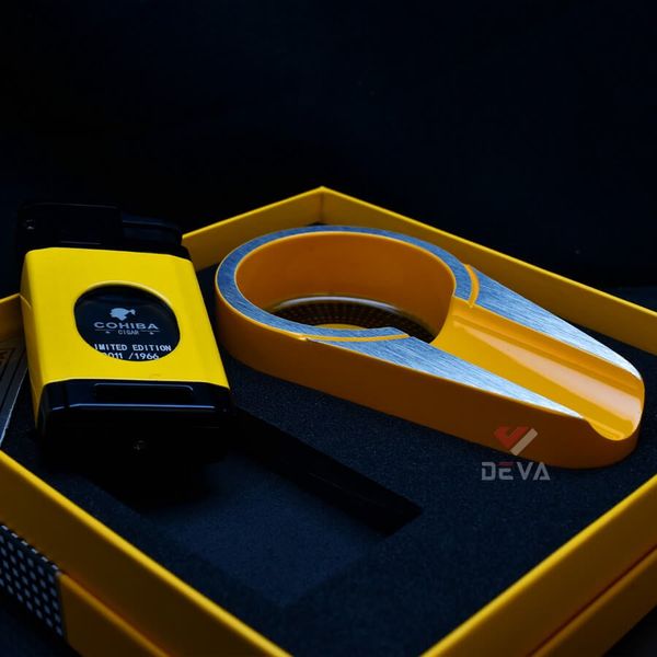 Set 2 món Cohiba bật lửa khò 3 tia có dao cắt và gạt tàn  HB 196