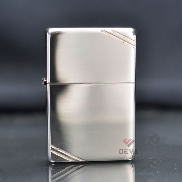 Zippo Bạc Khối Tái Bản 1937 Vintage Chặt Góc Trơn Bóng BK02