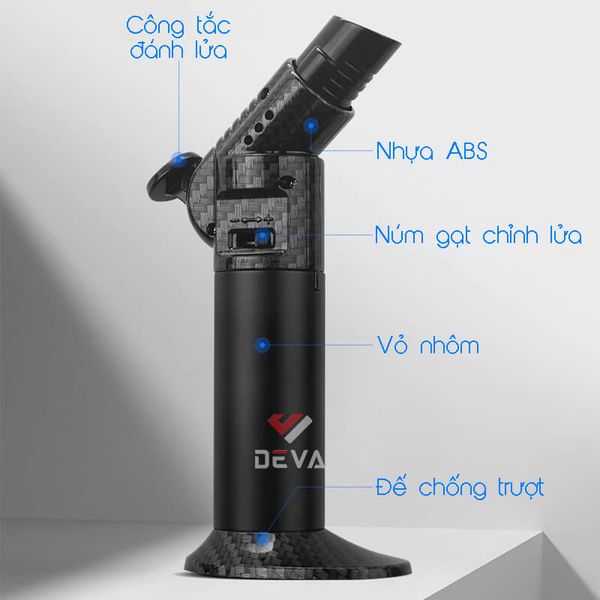 Bật lửa gas Honest khò đại 1 tia cầm tay có chân đế BCH 543