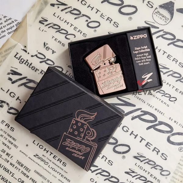 Zippo Armor Script Logo Collectible Rose Gold Z26